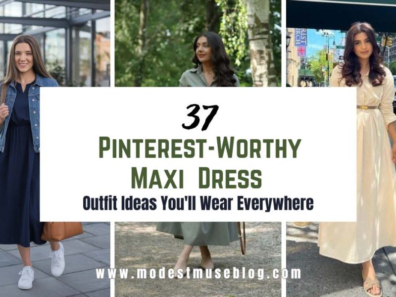 three-grid modest images with text overlay at the center 37 Pinterest-Worthy Maxi Dress Outfit Ideas You'll Wear Everywhere