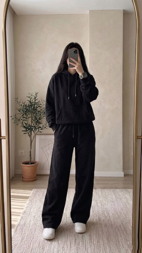 Breathable Hoodie with Wide-Leg Sweatpants