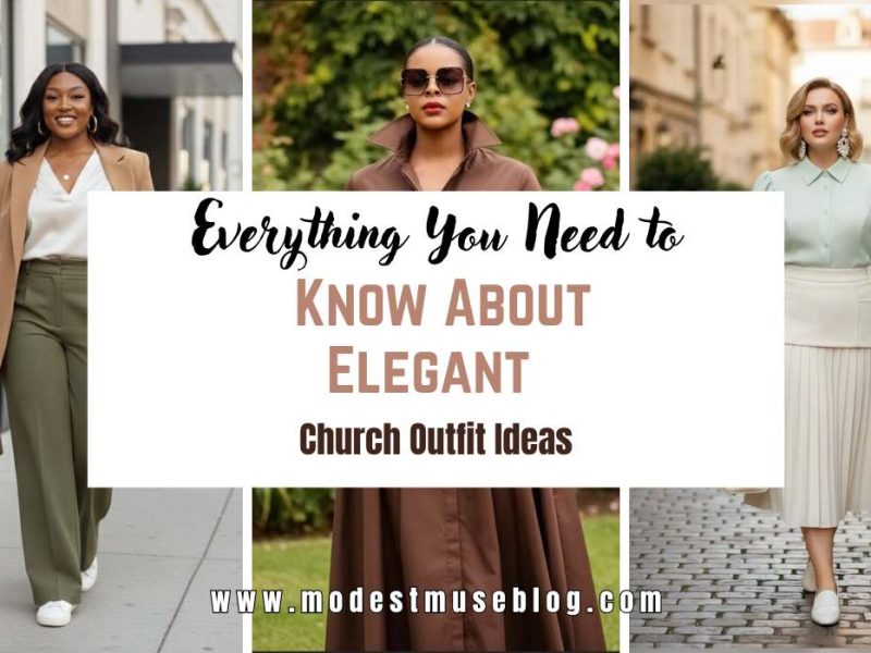 three grid modest outfit with center text overlay Everything You Need to Know About Elegant Church Outfit Ideas