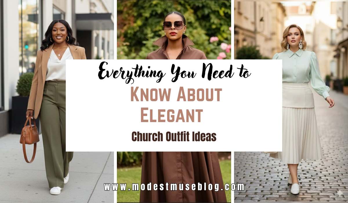 three grid modest outfit with center text overlay Everything You Need to Know About Elegant Church Outfit Ideas