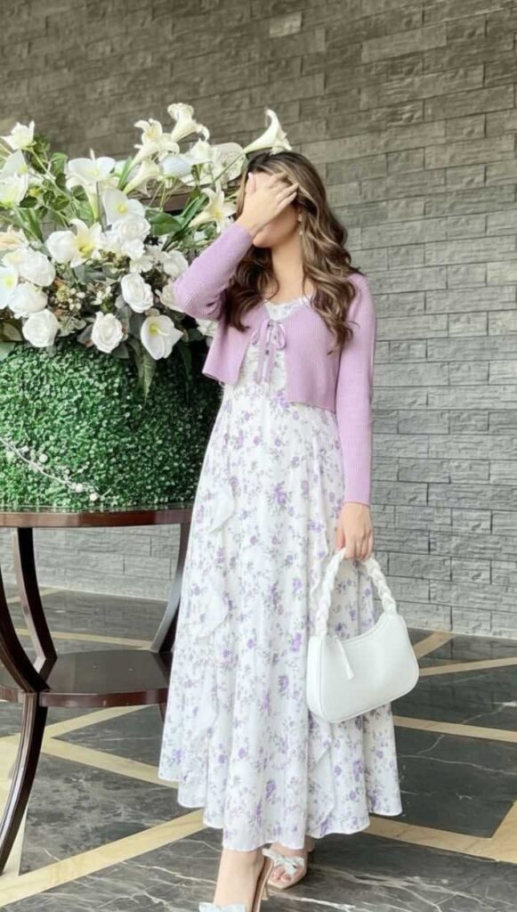 Floral Maxi Dress with a Lightweight Cardigan