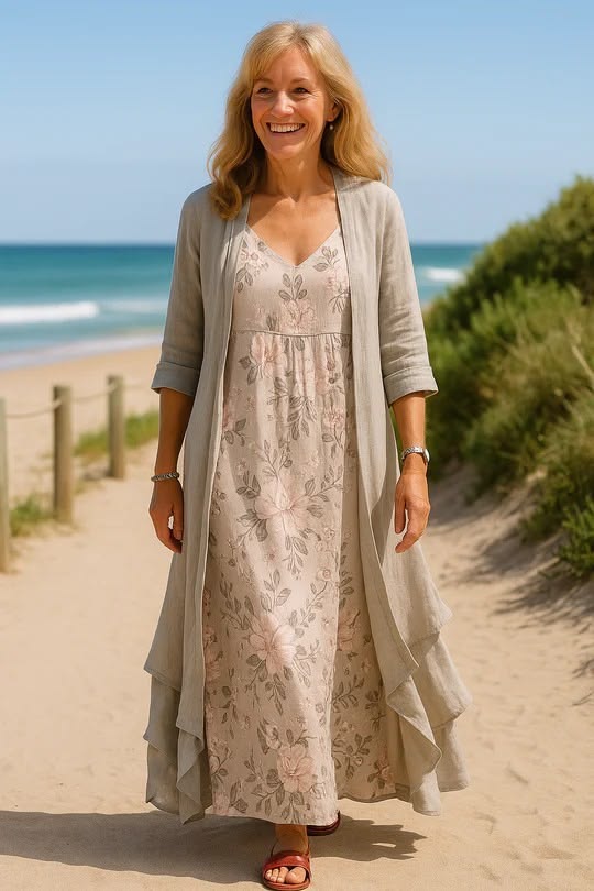 Floral Maxi Dress with a Lightweight Kimono