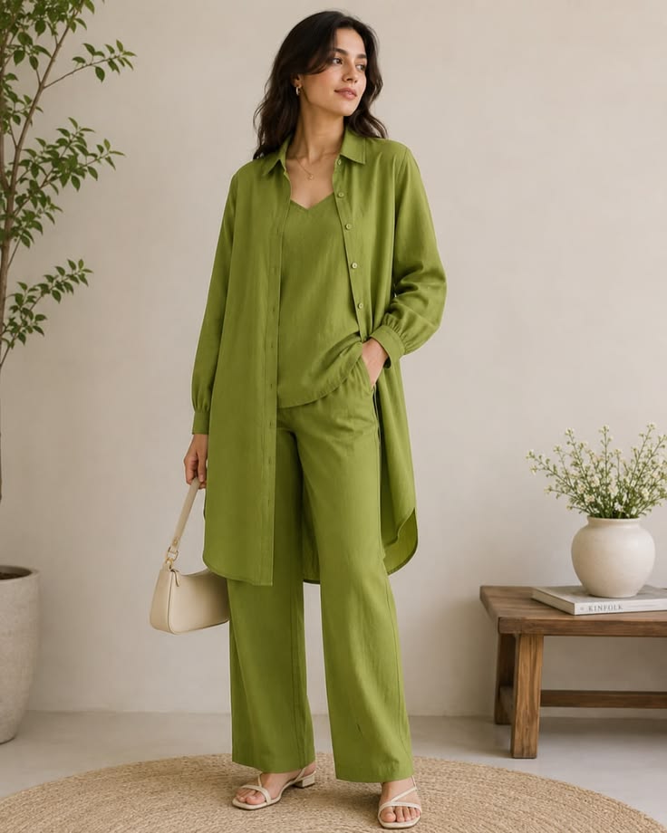 Oversized Cotton Shirt with Palazzo Pants