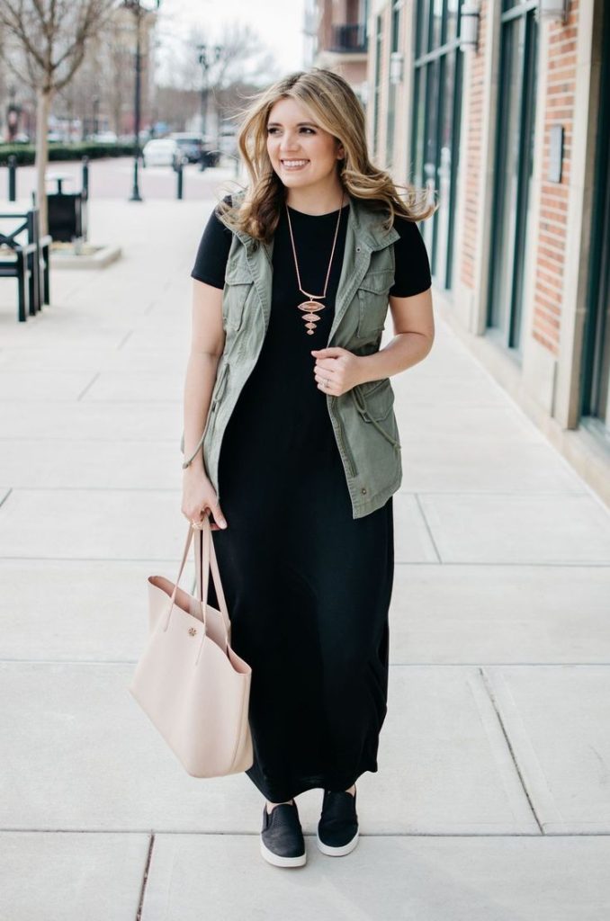 Pair a Maxi Dress with a Sleeveless Vest