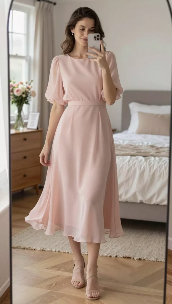 Pair a Pastel Maxi Dress with Nude Shoes