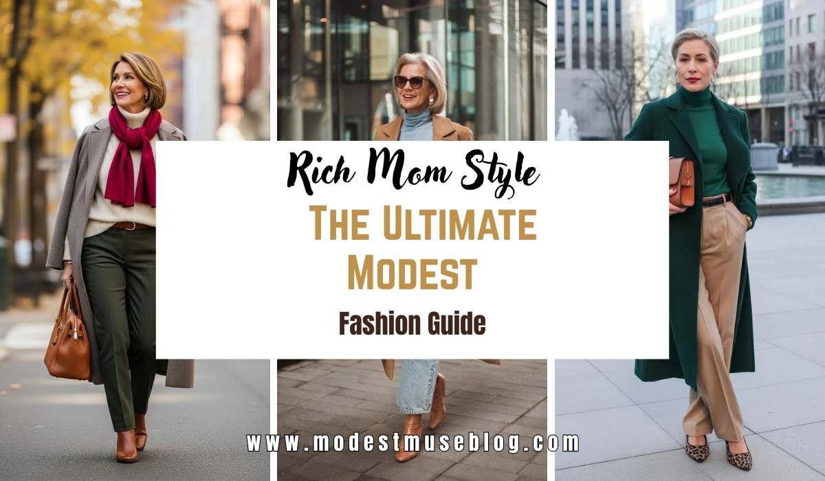 Three - Grid MODEST IMAGE WITH CENTER TEXT OVERLAY Rich Mom Style The Ultimate Modest Fashion Guide