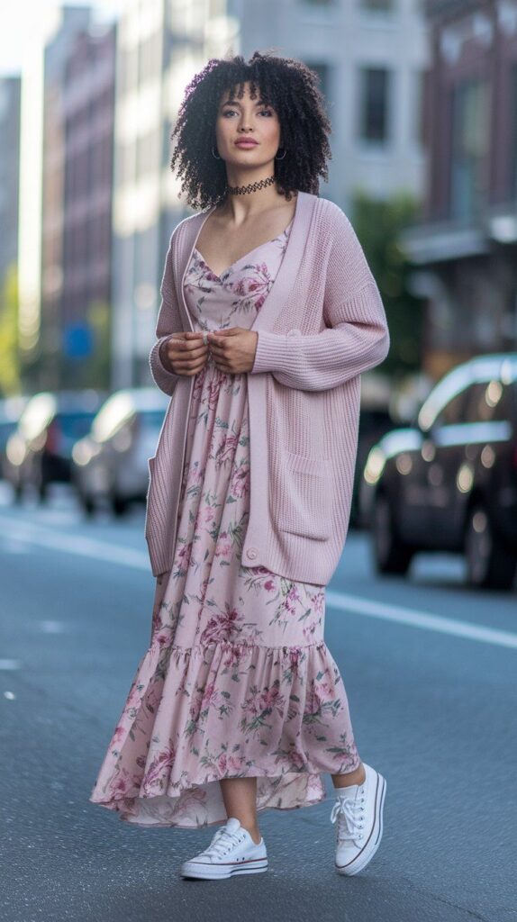 Sleeveless Maxi Dress with a Lightweight Cardigan
