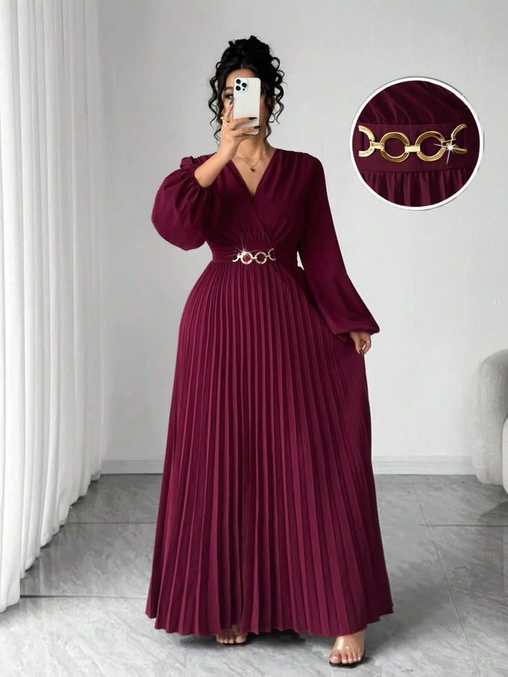 Style a Burgundy Maxi Dress with Gold Details