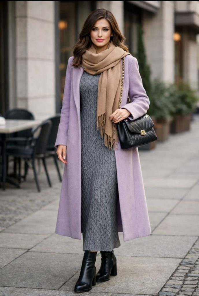 Style a Maxi Dress with a Classic Wool Coat