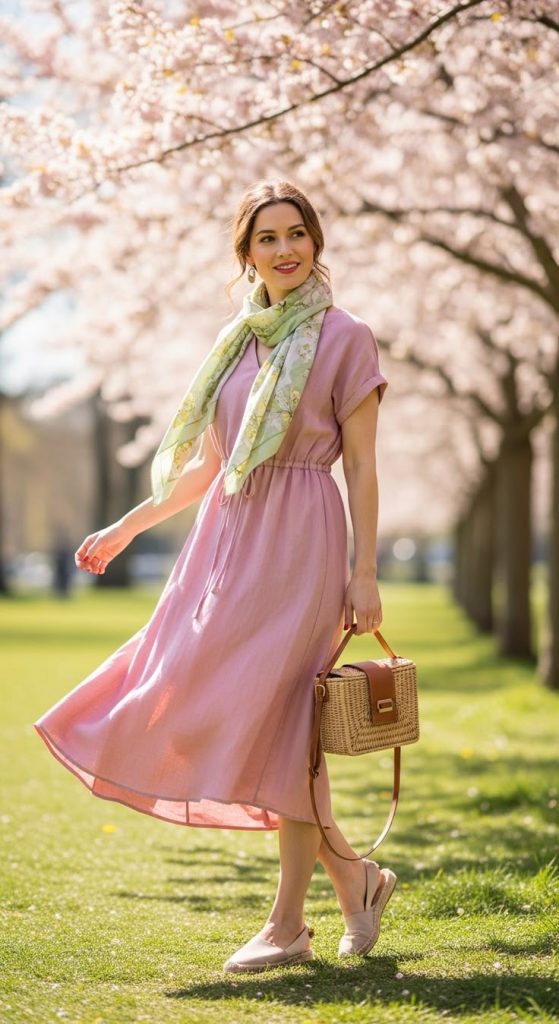 Style a Maxi Dress with a Lightweight Scarf