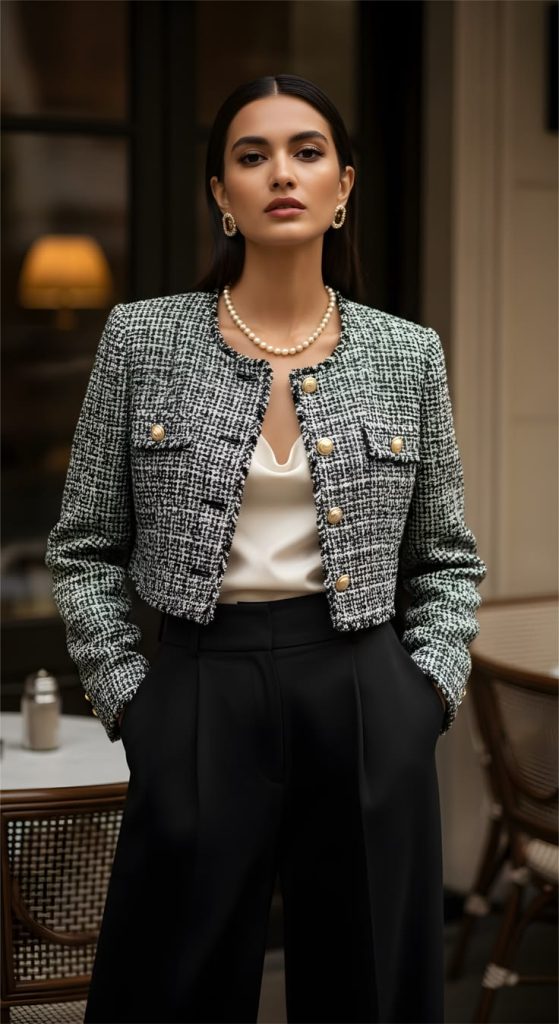 Tweed Jacket With Simple Basics