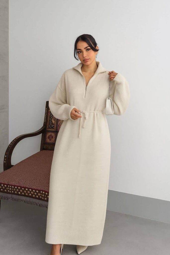 V-Neck Knit Dress

