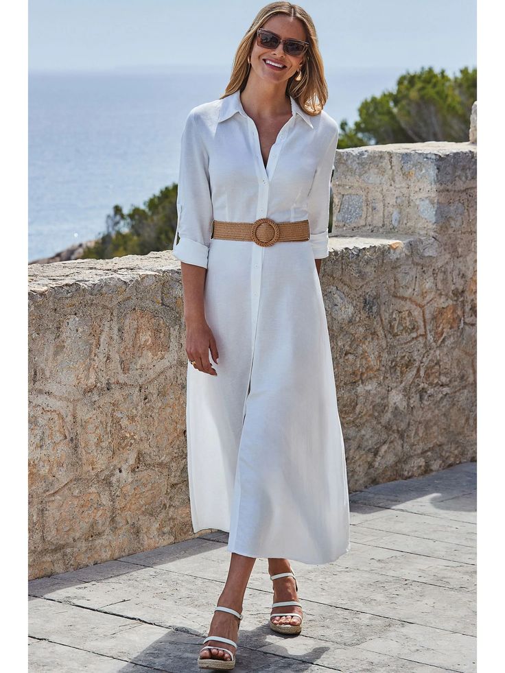 Wear a Belted Maxi Dress with Heeled Sandals