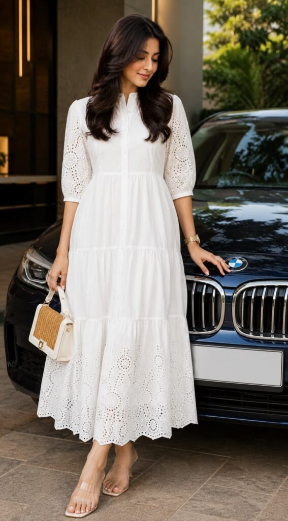 White Eyelet Dress for Feminine Charm
