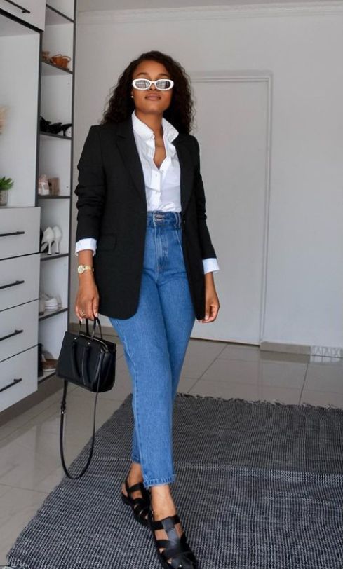 A Blazer with Dark Wash Jeans