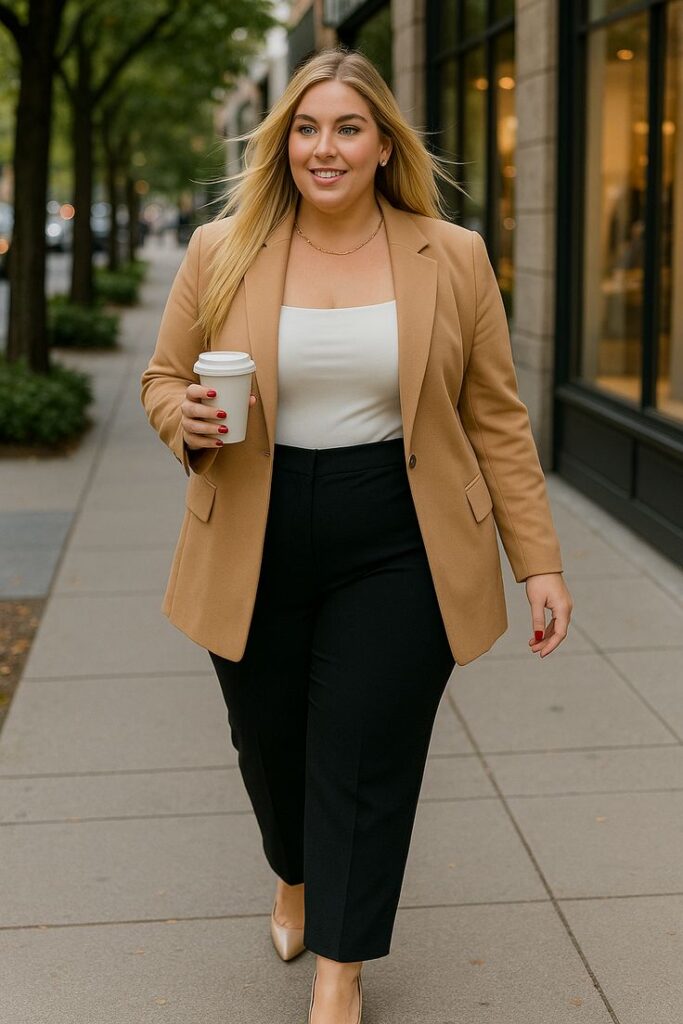 A Camel Blazer with Black Separates