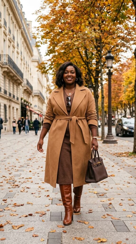  A Classic Trench Coat Over a Midi Dress