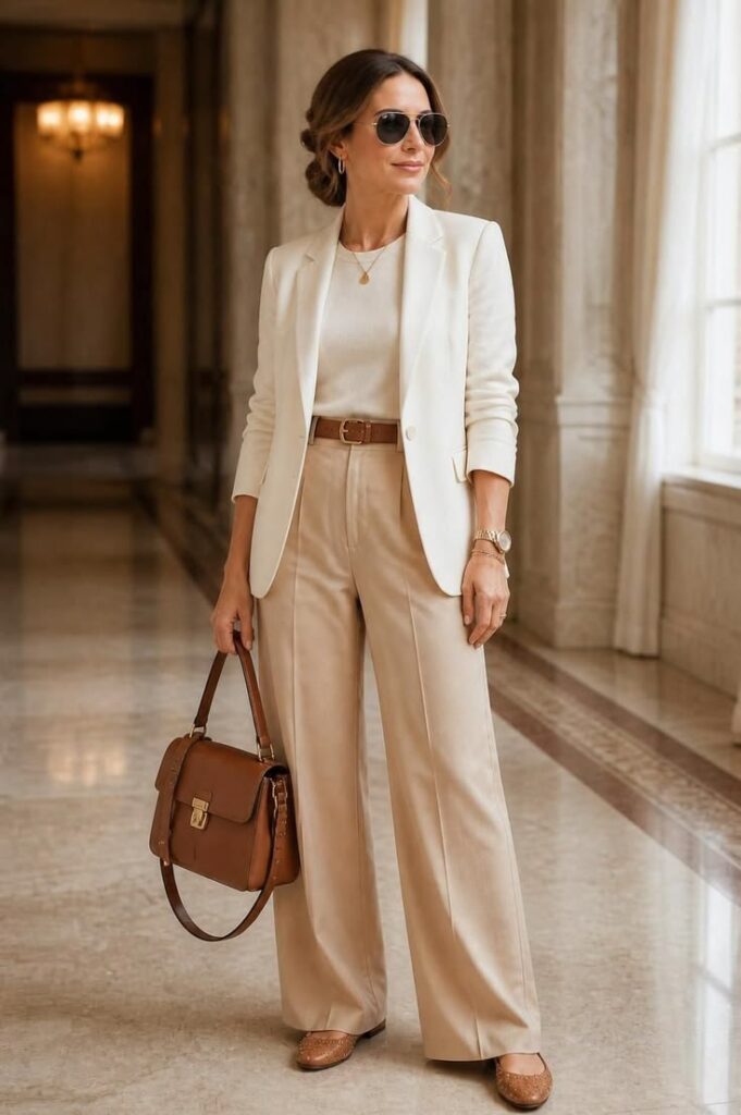 A White Blazer with Neutral Tones