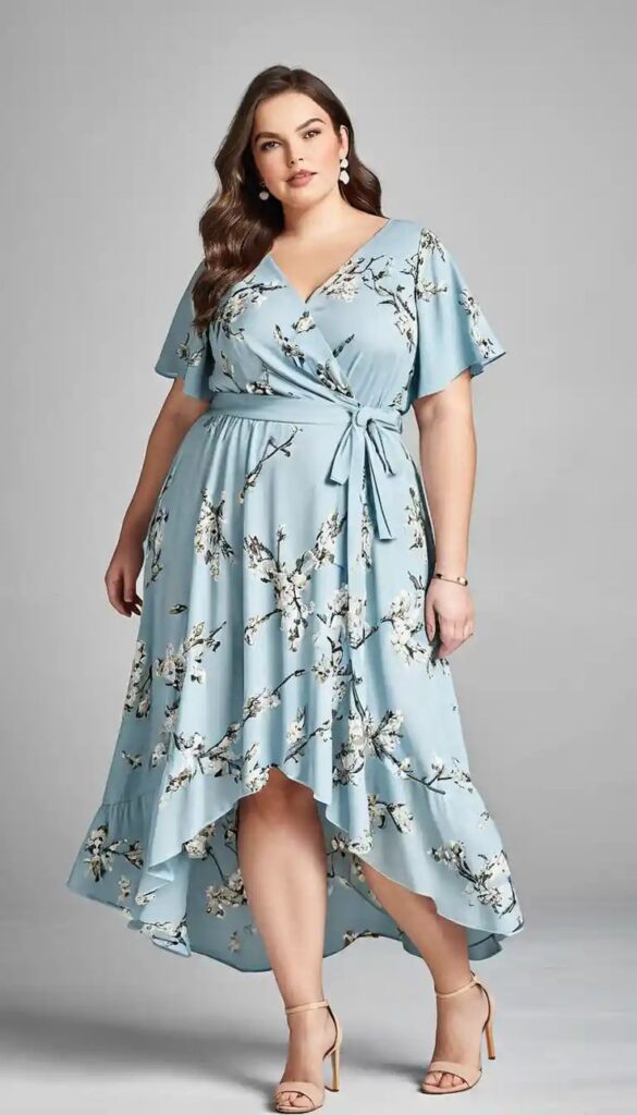 A Wrap Dress with Block Heels