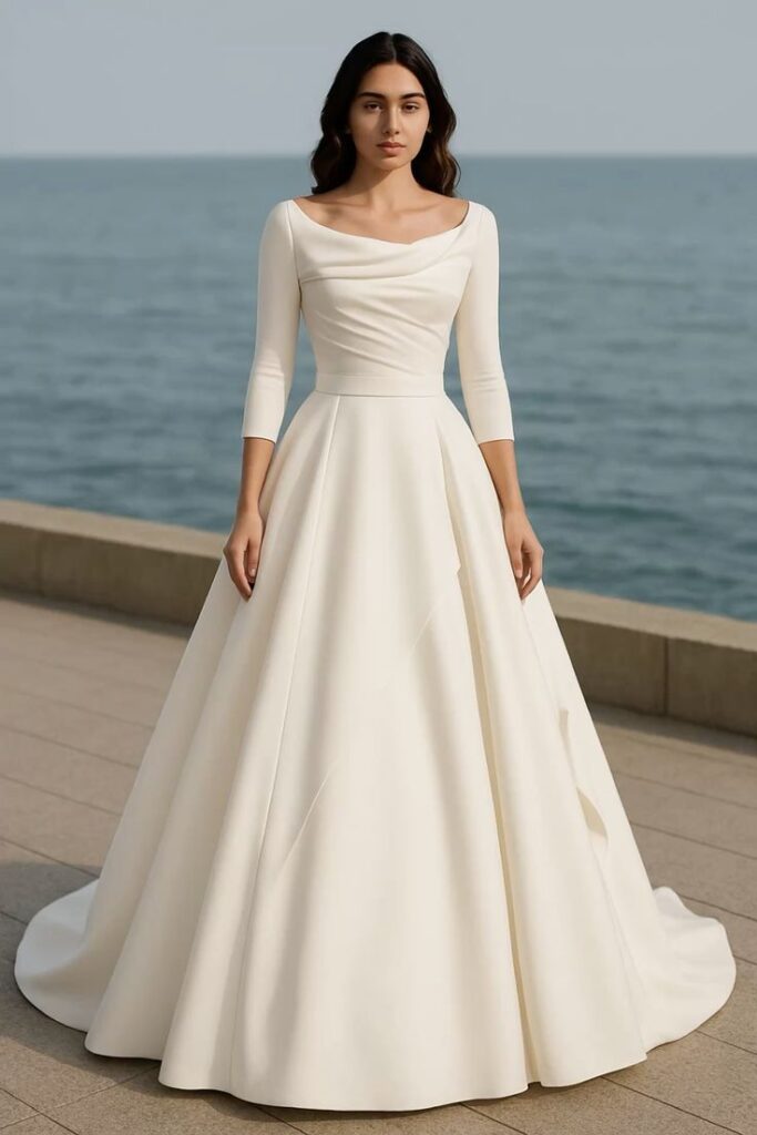  Boat Neck Wedding Dress