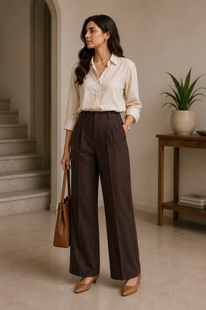 Button-Down Shirt with Tailored Pants
