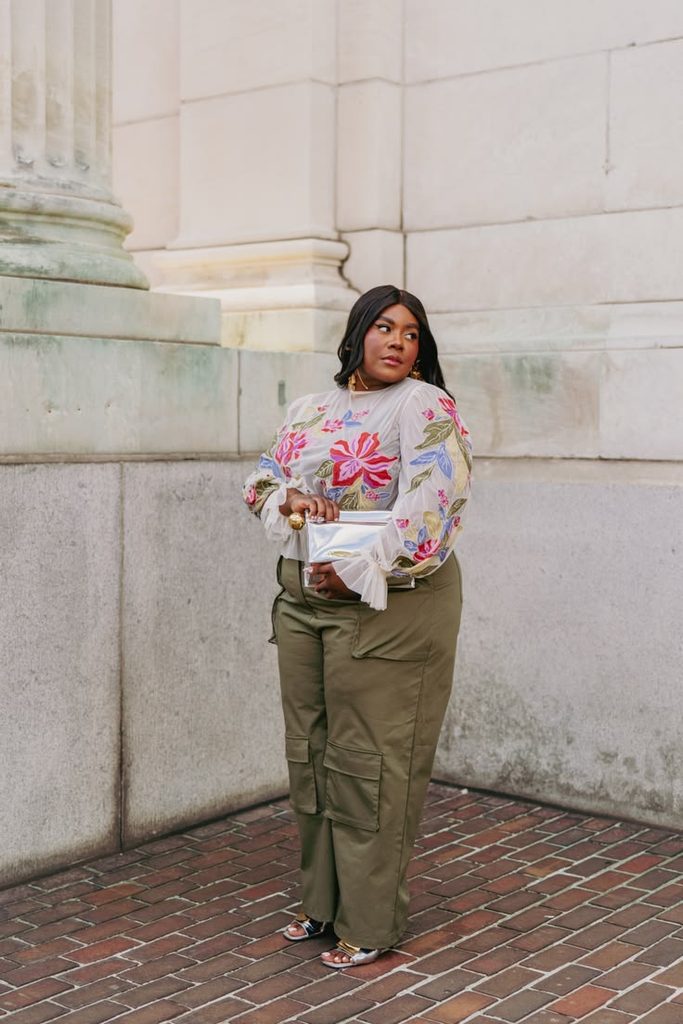 Cargo Pants With a Feminine Blouse