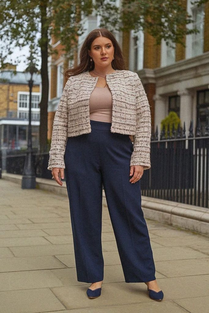 Cropped Jacket With High-Waisted Trousers