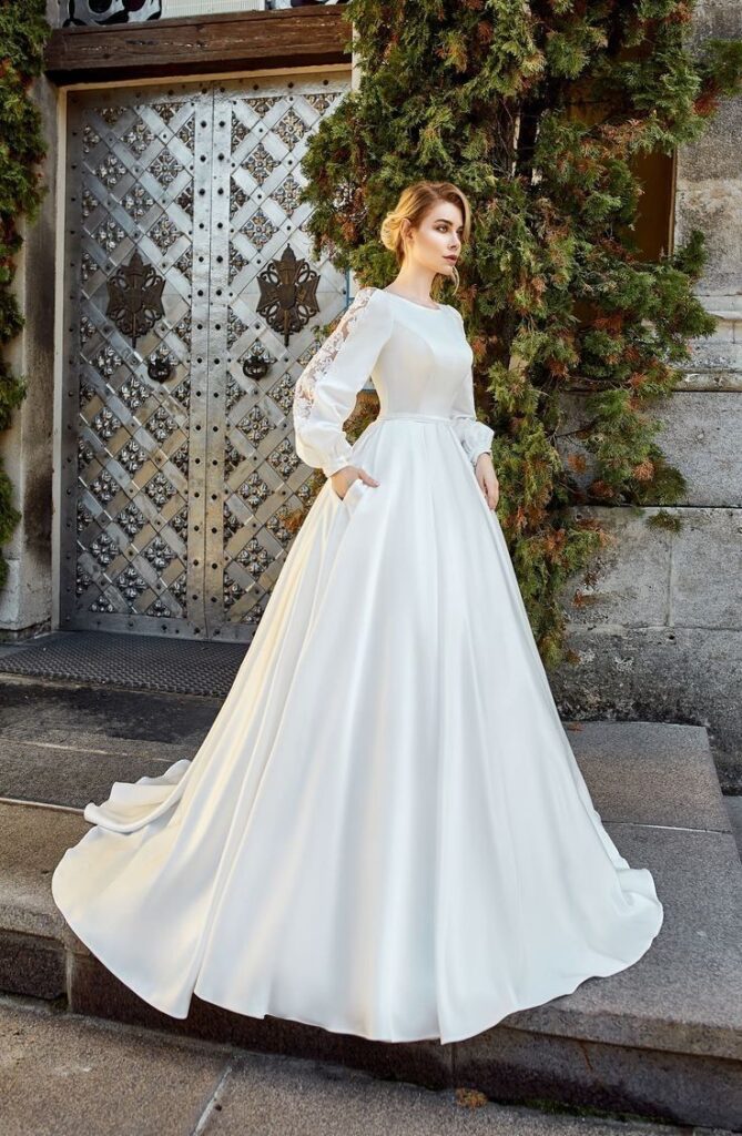  Embroidered Modest Wedding Dress