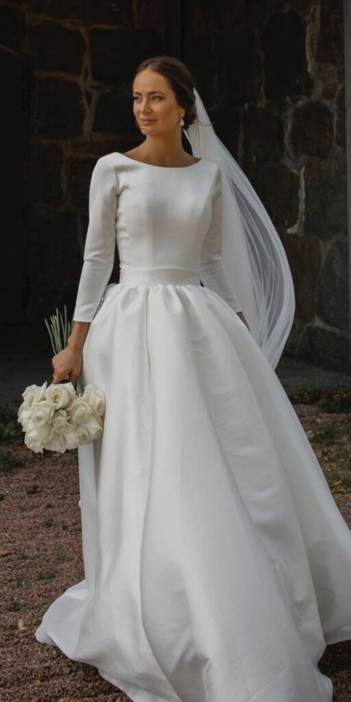 High Waist Satin Wedding Dress