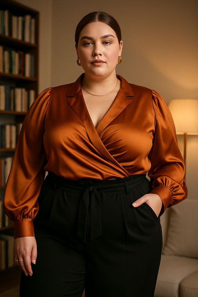 High-Waisted Trousers with a Blouse