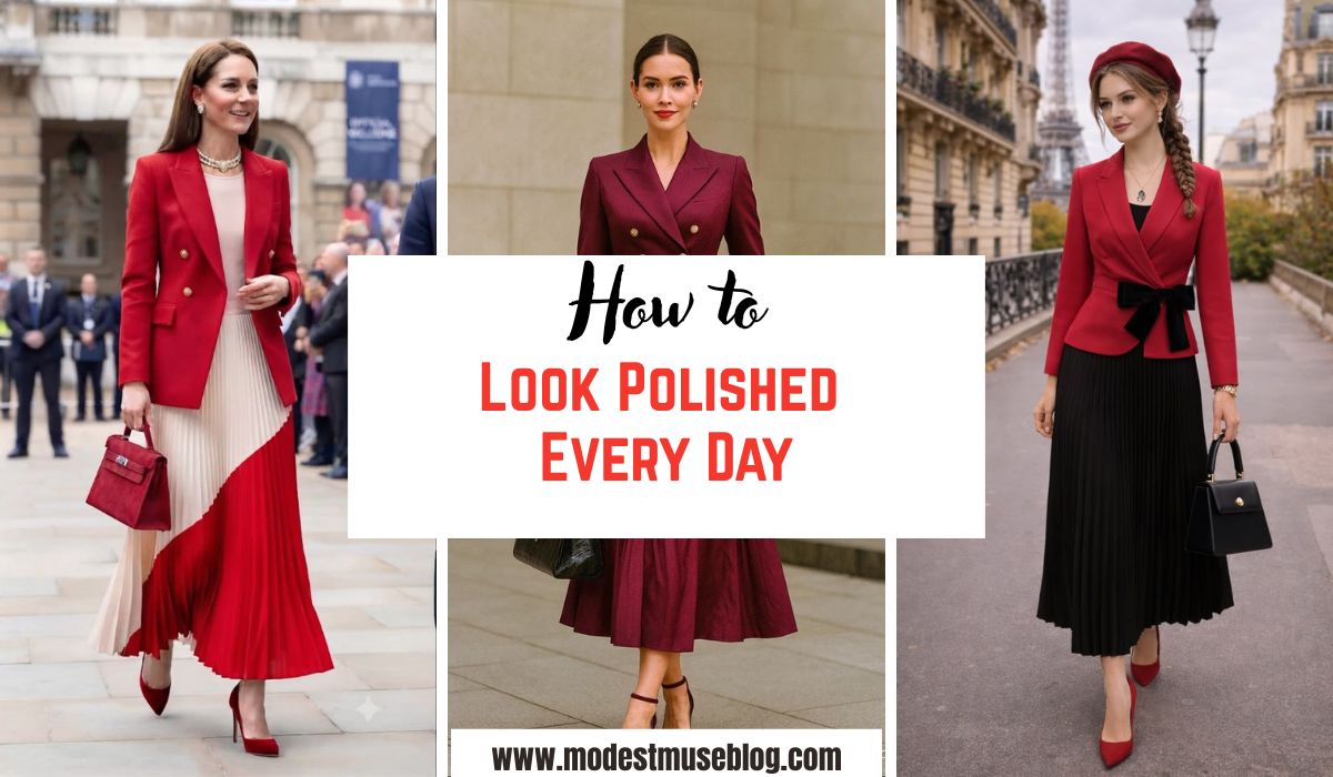 three - grid modestimages an text overlay How to Look Polished Every Day