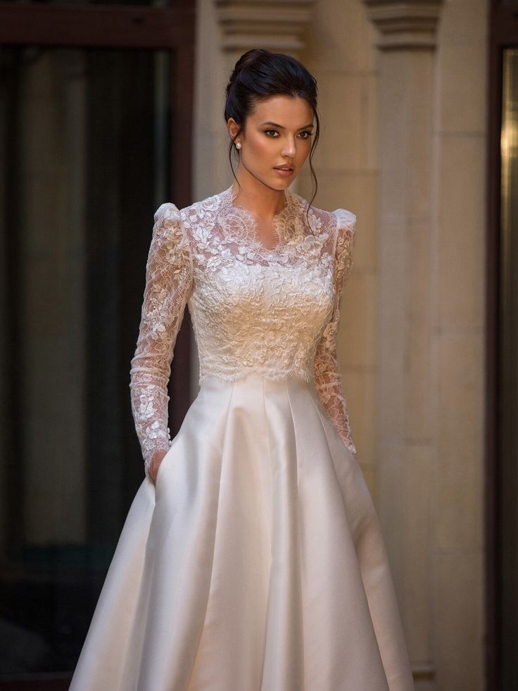 Lace and Satin Combination Gown
