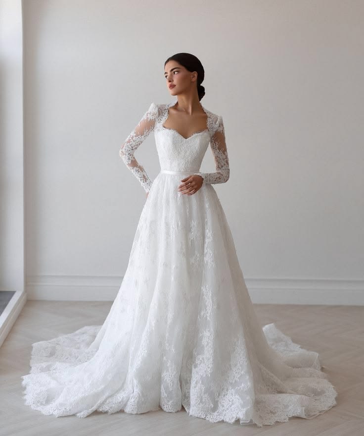 Long Sleeve Wedding Dress with Structured Bodice