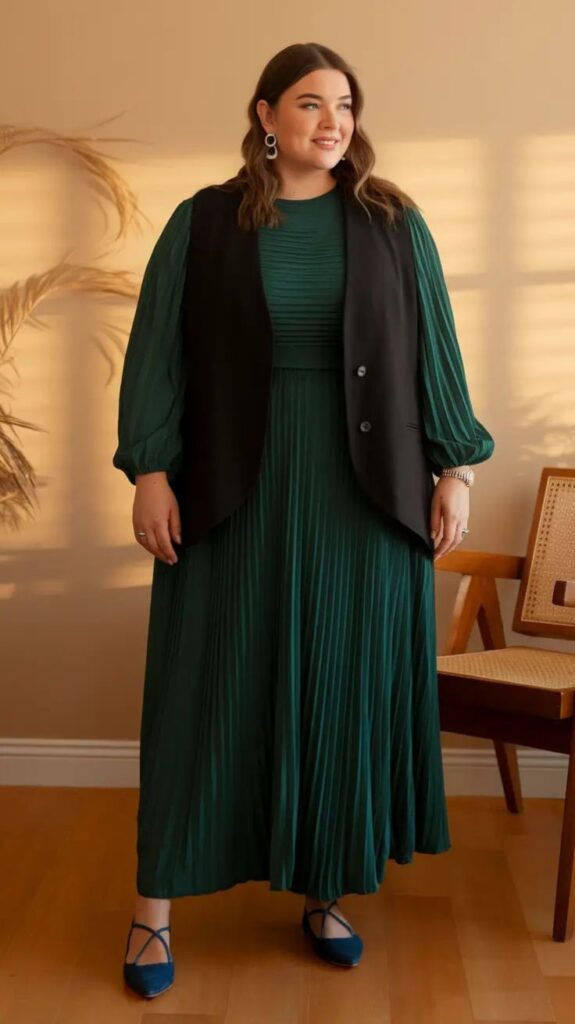 . Long Vest with Maxi Dress