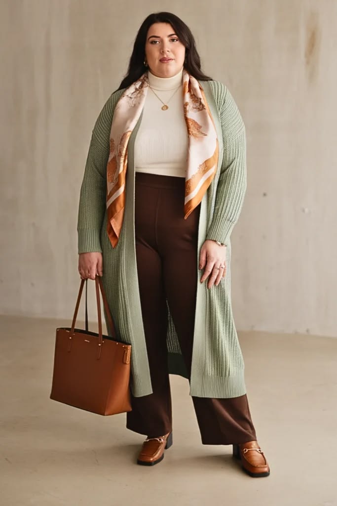 Longline Cardigan with Tailored Pants
