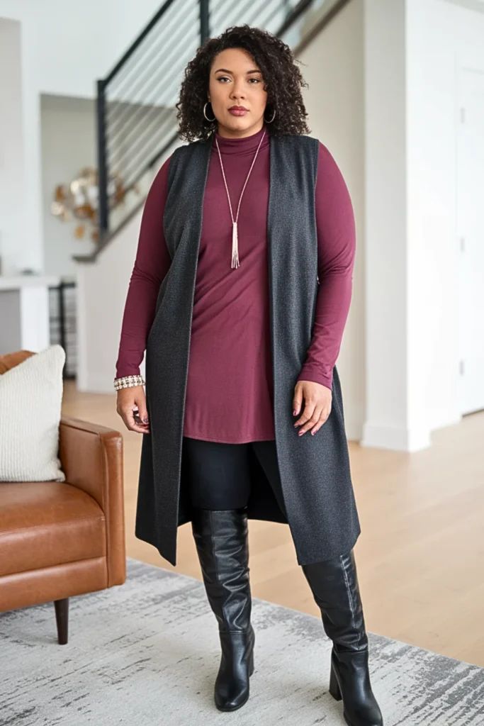 Longline Vest With a Sweater