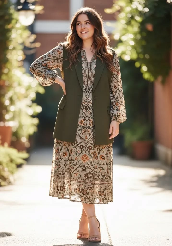 Longline Vest over a Maxi Dress