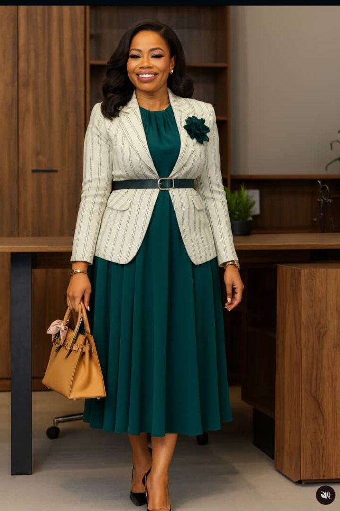 Maxi Dress with a Structured Blazer
