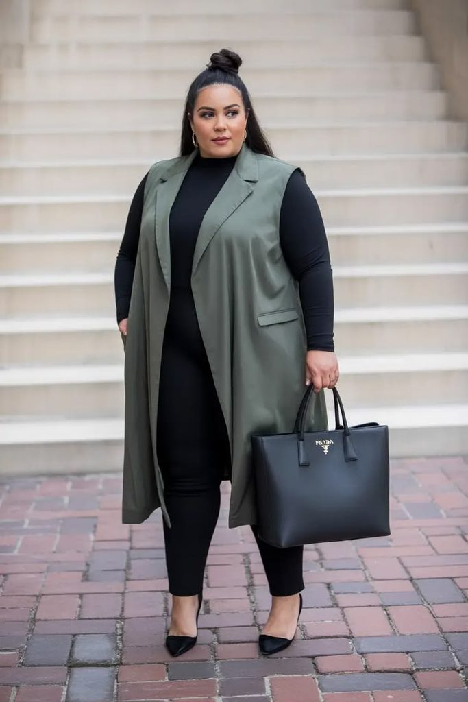 Midi Dress with Longline Vest