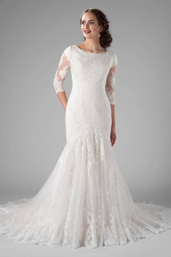  Modest Fit-and-Flare Wedding Dress