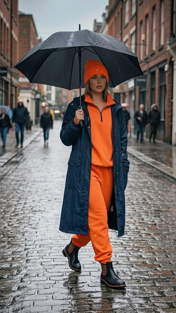  Monochrome Outfit With a Statement Rain Jacket