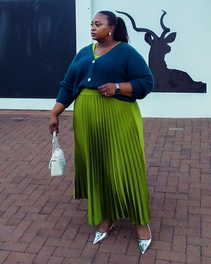 Pleated Midi Skirt with Knit Top