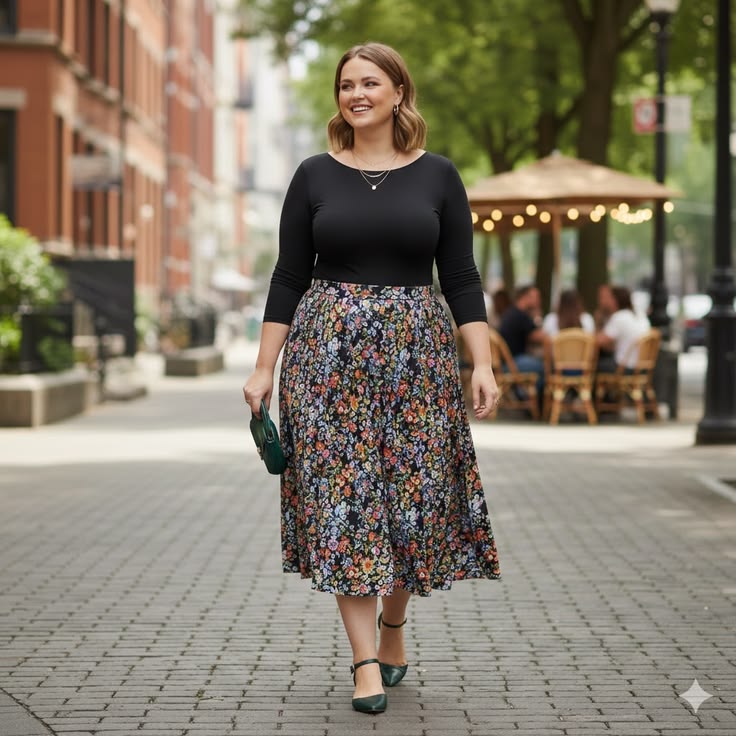Printed Skirt with Solid Top