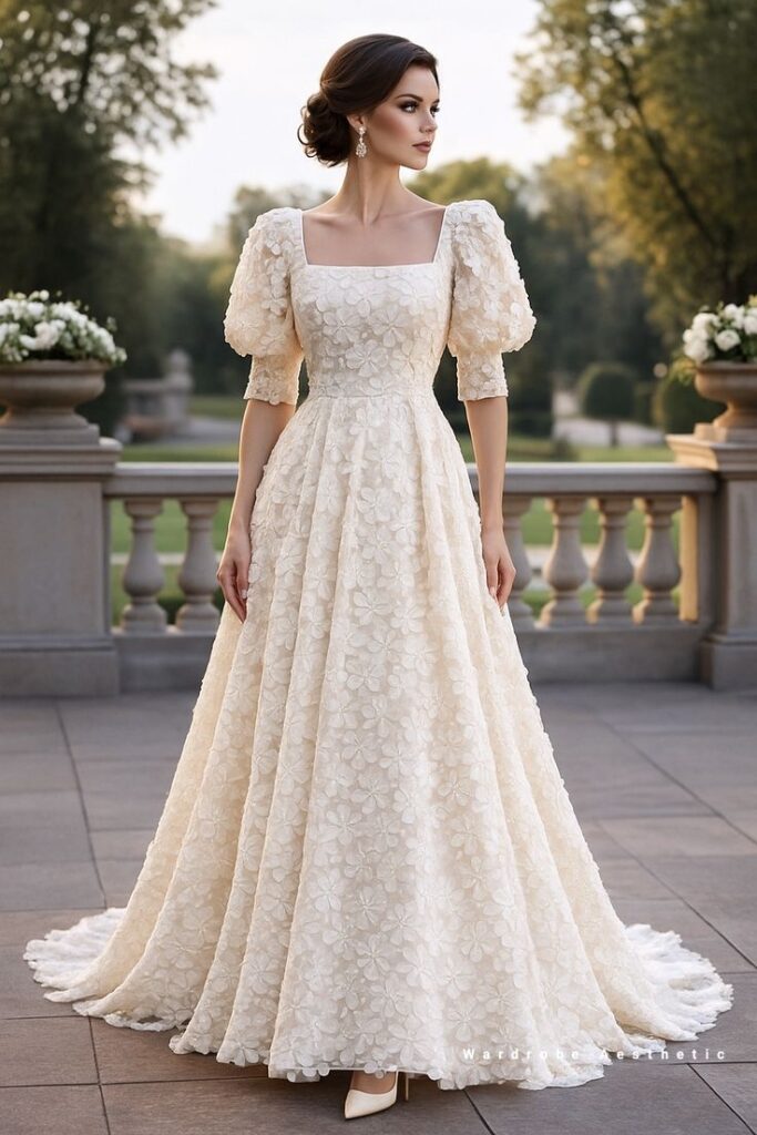 Square Neck Wedding Dress