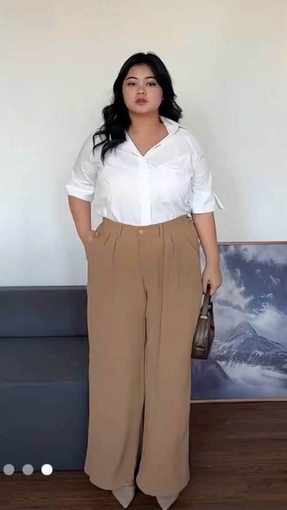 Tailored Wide-Leg Pants with a Button-Up Shirt