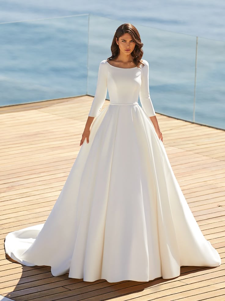 Three-Quarter Sleeve Wedding Dress