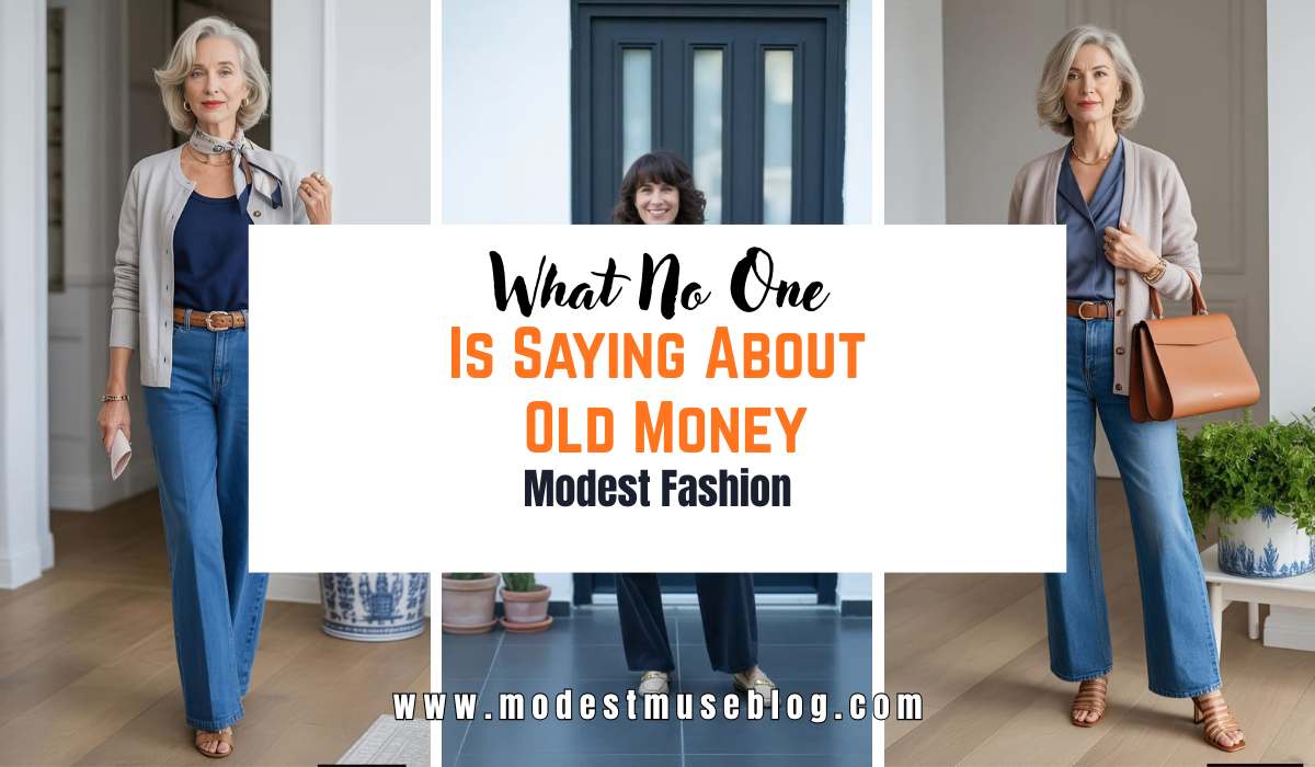 dress grid modest outfit and text overlay What No One Is Saying About Old Money Modest Fashion