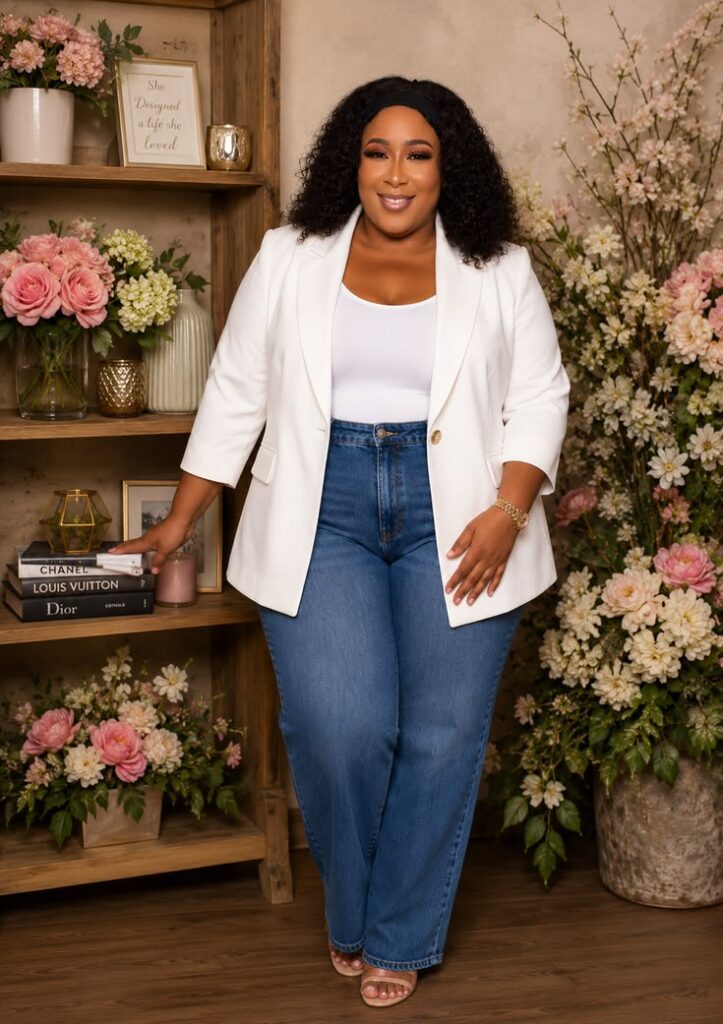 Longline Blazer with Straight-Leg Jeans