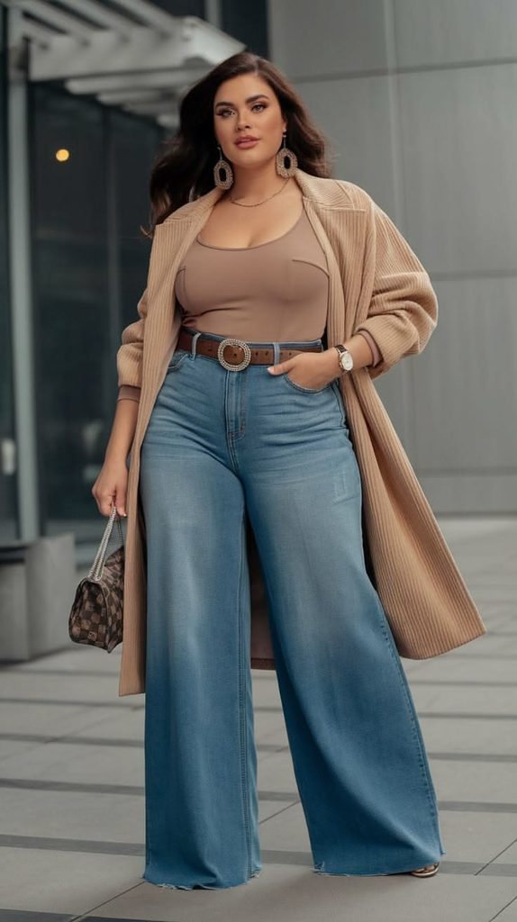 Wide Leg Jeans With a Bodysuit