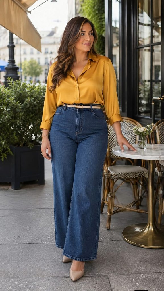 Wide Leg Jeans With a Fitted T-Shirt